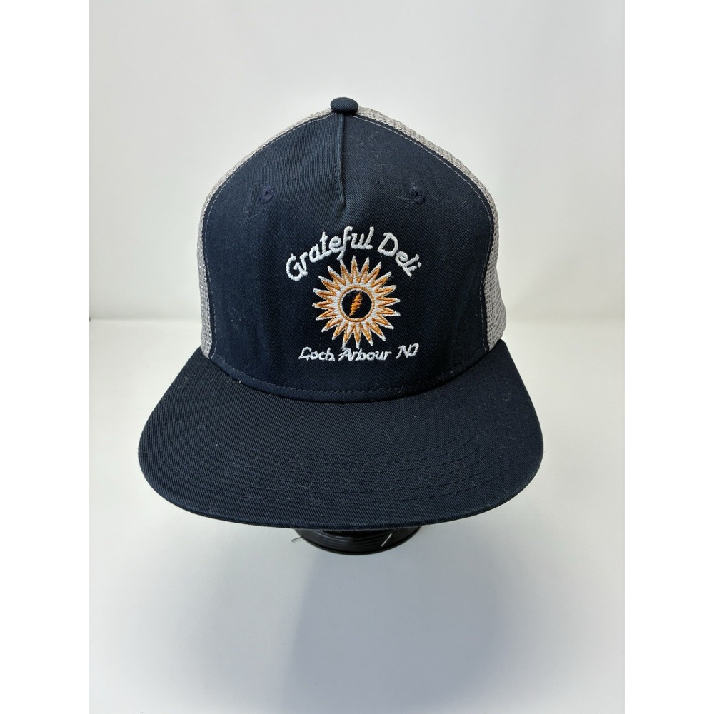 Grateful Deli Loch Arbour NJ Trucker Hat Navy Grey Snapback Mesh Cap Dead Head
